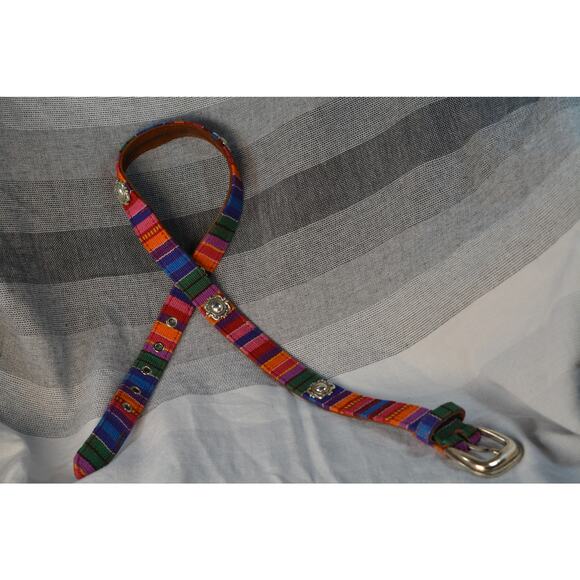 Vintage Fossil 1990s or Y2K era multi-color woven belt main image 6